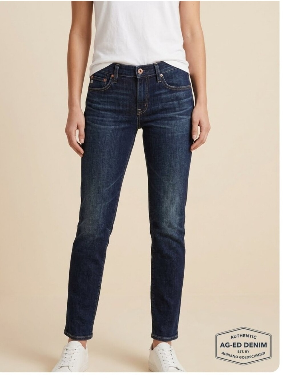 AG Adriano Goldschmied Ex-Boyfriend Slim Jeans 26 Dark Wash Distressed